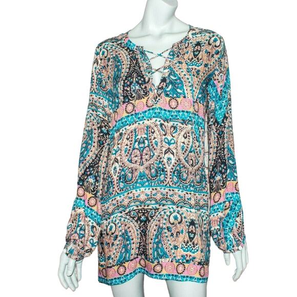 AUGUSTE the Label Women's BOHO Lace up Mini Dress Floral Print Size 2 - Picture 1 of 8